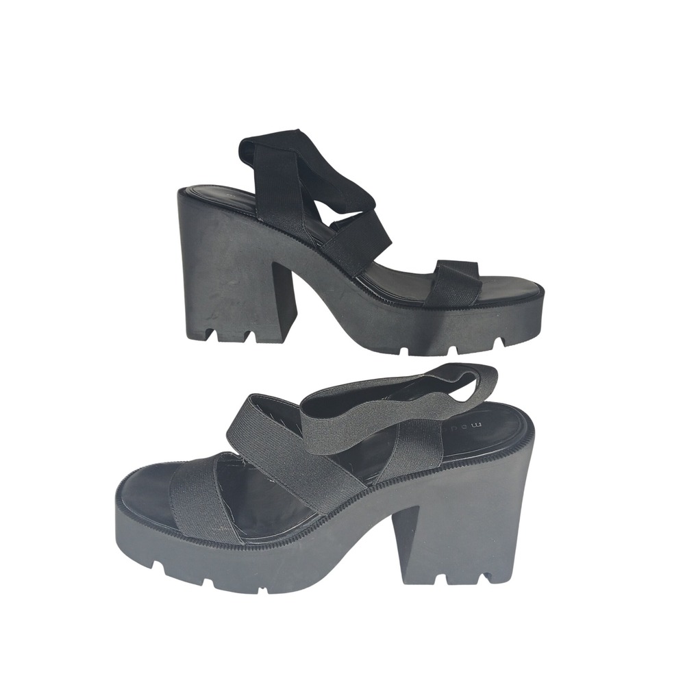 Madden Girl Templee Platform Sandals 9.5 Black Chunky Lug Sole Goth Y2K Edgy